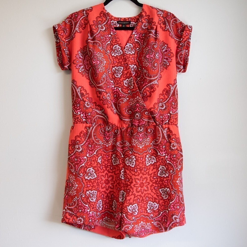 Banana Republic Red Paisley Jumpsuit